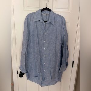 Zara oversized linen blend button down.